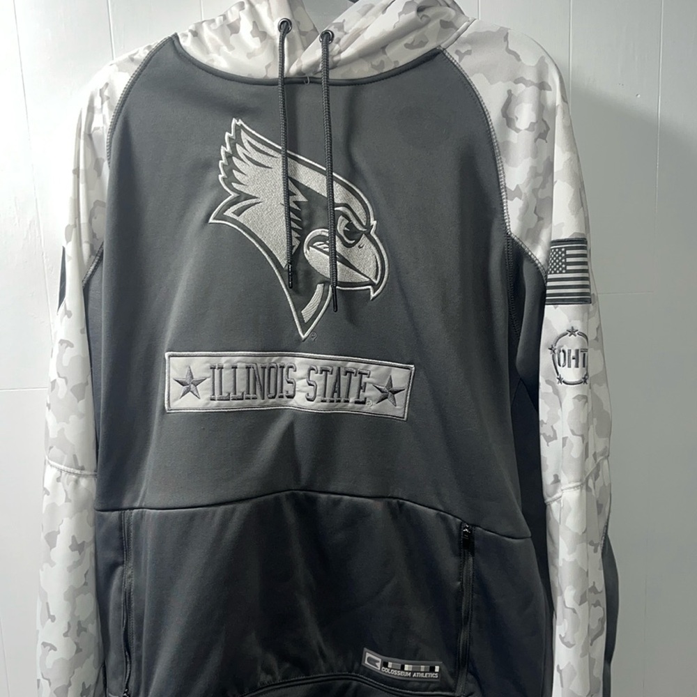 men’s large Illinois state white camo hoodie zip up pocket dri-fit